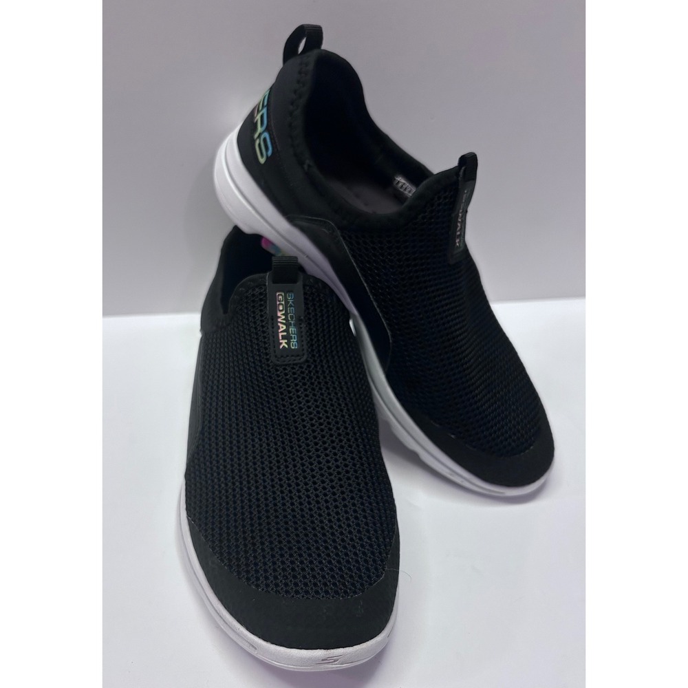Skechers GO WALK Air Whirl Women's 8 Black Mesh Slip On Walking Shoes 124074 M